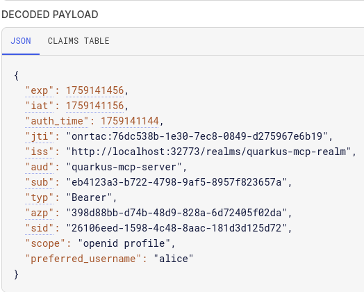 OAuth2 Access Token Claims
