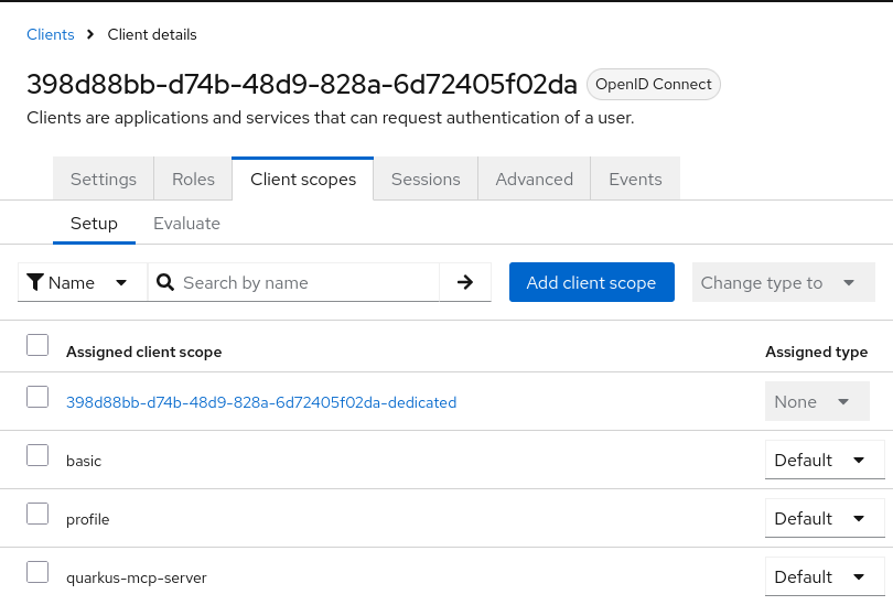 Add Scopes Registered Client