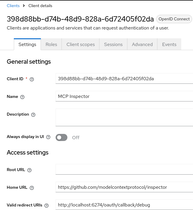Keycloak Registered Client