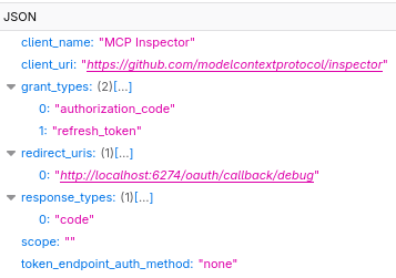OAuth2 Client Registration Request