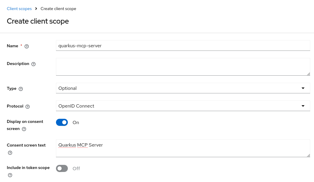 Keycloak quarkus-mcp-server client scope